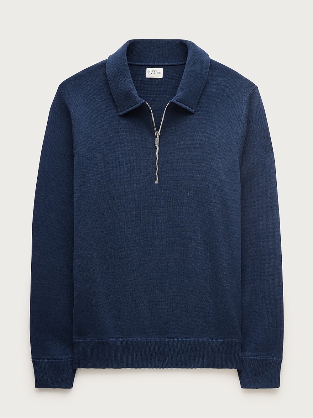 J crew navy Quarter-zip sweater in milano-stitch cotton
